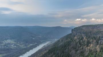 ruzova view point rock over valley river labe ruzova view point rock over valley river Labe autumn evening