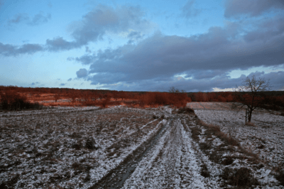 Wintery Road in the Košice Region