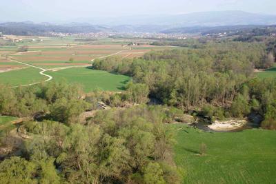 Areal shot of fields in the Lafnitz