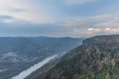 ruzova view point rock over valley river labe ruzova view point rock over valley river Labe autumn evening