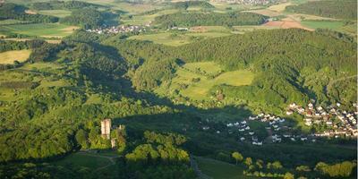 Areal shot of fields in the Vulkaneifel